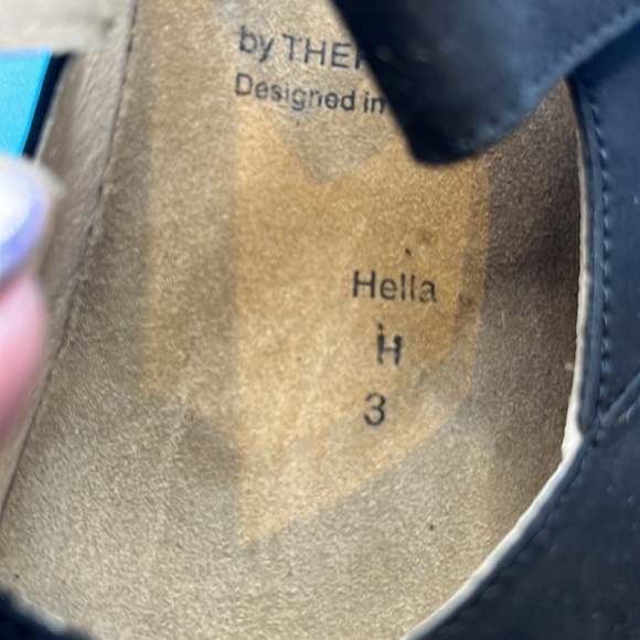 Fits By Theresia M Nubuck Leather Wedge Sandals Genua Two Strap 5  Women’s black - Picture 5 of 9